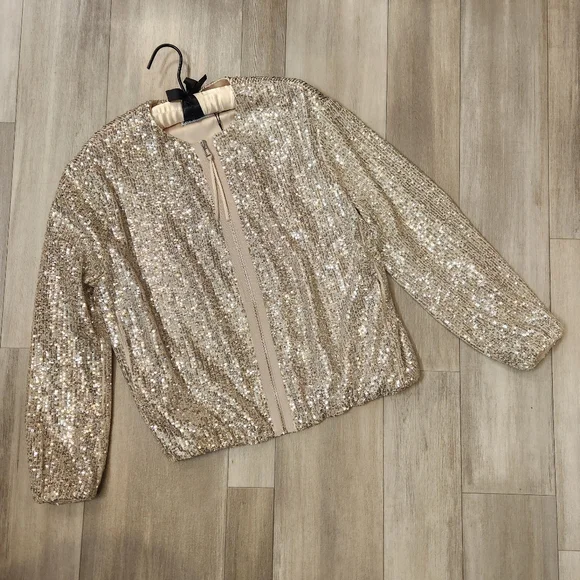 ジャケット・アウター Zara cream sequin jacket size L s-l400.jpg